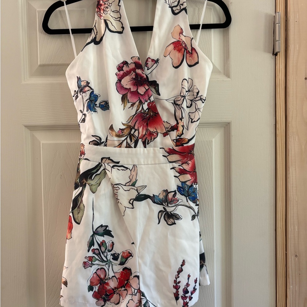 Floral Print Halter Neck Romper